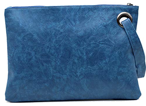 Image of Amaze Women's Oversized Envelope Clutch Purse, Large PU Leather Evening Bag with Wristlet Strap for Wedding & Party