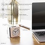 AYRELY® 2.6" × 1.4" Ultra Small Battery Operated Analog Travel Alarm Clock, Silent Non-Ticking with Snooze and Light, Retro Bedside Table Clock for Bedroom, Easy Top Alarm Switch (Pink) - Image 2