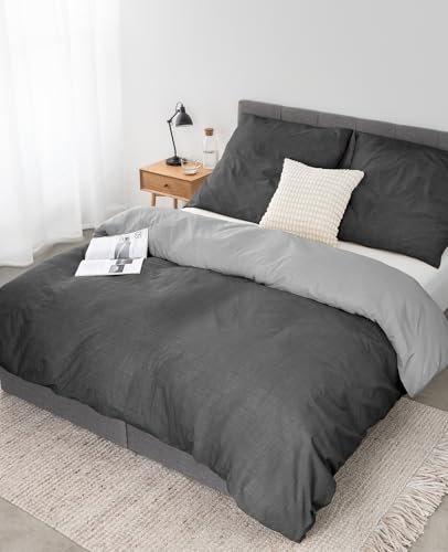 lionto dibea Renforcé-Wendebettwäsche aus 100% Baumwolle, 155x220 cm, Kissenbezug 80x80 cm, 2-teilige Bettwäsche zu jeder Jahreszeit, pflegeleicht...