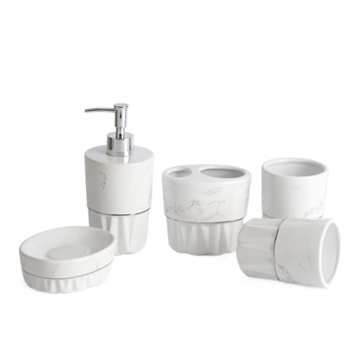 Juego de Accesorios de baño, Juego De Accesorios De Baño, 5 Piezas, Juegos De Baño De Mármol De Cerámica, Estilo Simple para Hotel, Suministros para El Hogar Decoración Moderna de baño