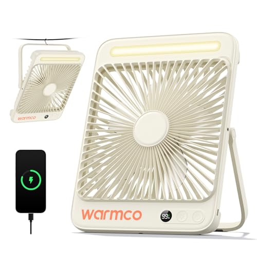 Warmco D4 Battery Powered Camping Fan 20000mAh, LED Lantern