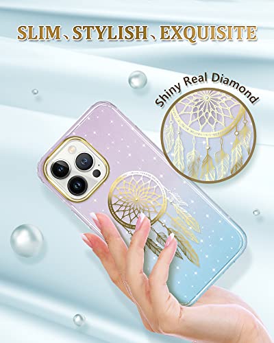 Coque iPhone 14 Pro Max pailletée violet bleu en silicone souple - 2
