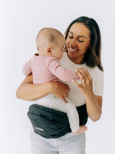 Tushbaby Baby Hüfttrage | Hüftsitz Baby | Seitliche Babytrage und Seitentrage | Schwarz | Ergonomische Tragehilfe Baby mit Multi-Pocket Stauraum | Für Babys und Kleinkinder 03 Jahre bis 20 kg