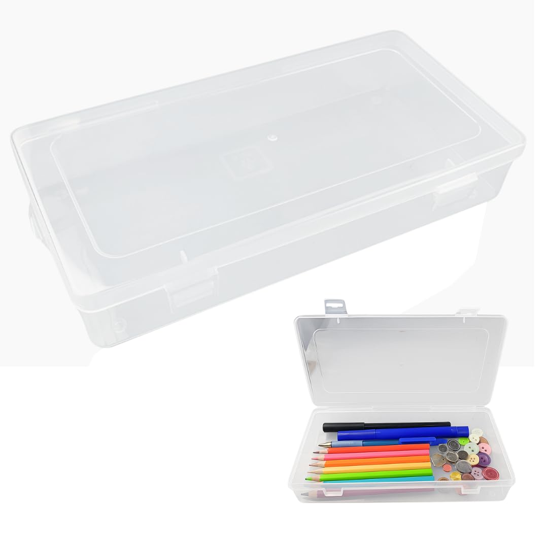 BIN BUDDY Clear Plastic Box | 9" x 4.5" x 1.5" (22.9 x 11.4 x 3.8 cm) | Transparent Polypropylene | Snap-down Clasps | Versatile Storage for Home & Office