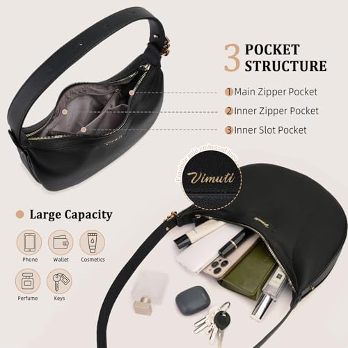 Image of Crescent Shoulder Bag for Women, Small Vegan Leather Crossbody Purse Hobo Handbag with Adjustable Strap for Travel