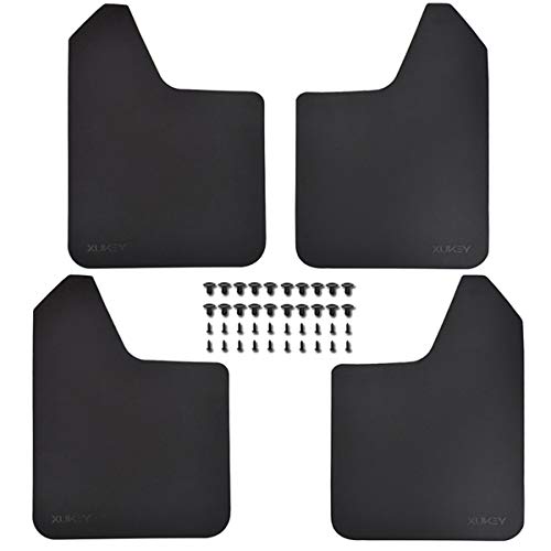 Image of XUKEY Universal Mud Flaps, Front and Rear Deluxe Molded Black Splash Guards, PP+TPO Plastic, 4-Pack Set with Screw Fixings, for Car, Pickup, SUV, Van, Truck
