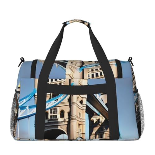 Tower Bridge in London Print Travel Duffel Bag for Men & Women, Foldable Travel Bags and Spacious Weekender Tote Bag for Storage Toiletry Luggage Personal Item2