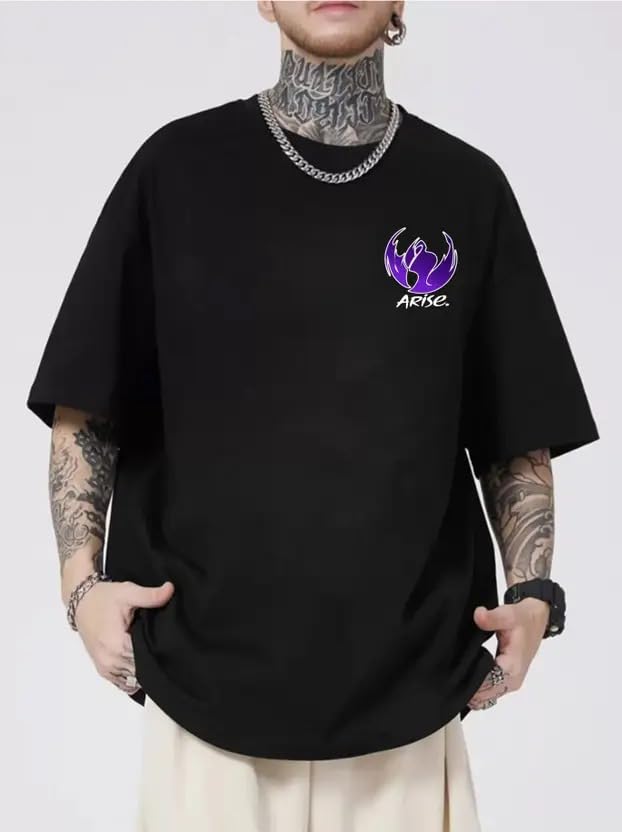Image of Anime Graphic T-Shirts Collection, Oversized Black Cotton, Japanese Manga Print, Short Sleeve