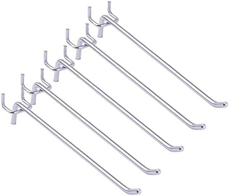 Assortment Peg Board Shelving Stainless Steel Pegboard Hooks and Organizer (Length: 6-inch) - Pack of 10