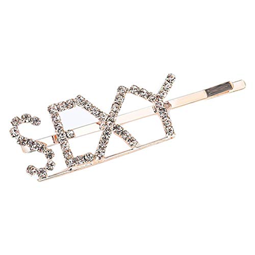 Simdoc 1pc Minimalist Letters Hair Clip Alphabet Glitter Rhinestone Bobby Pin Side Bang Funny Words Hairpin Barrette For Women Girls
