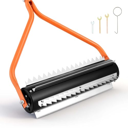VEVOR Lake Weed Roller 14.1 ft Stainless Steel Lake & Pond Weed Removal Tool Muck Razer Aquatic & Sludge Tiller Rid Roots and Muck Buildup 6 Preassembled Stainless Steel Blades 4 Aluminum Handles