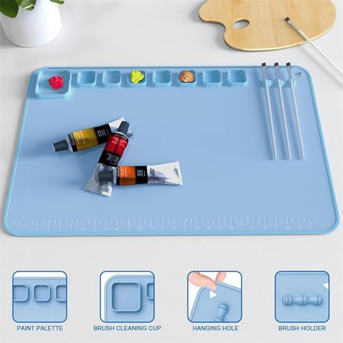Alfombrilla de silicona para manualidades y pintura impermeable de 40x30 cm 8