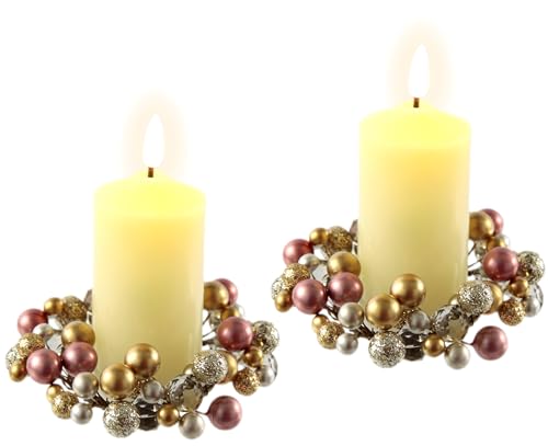 LED-Kerze aus Echtwachs mit Kranz 2er Set elektrische Kerze Warmweiß...