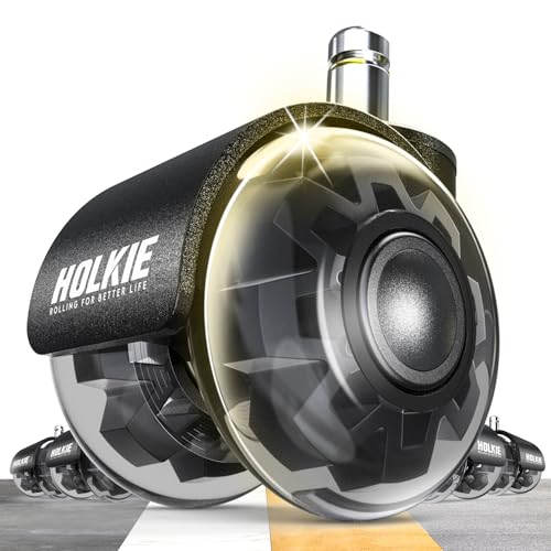 HOLKIE Ruedas Para Silla Oficina 10 x 22 mm Negro Juego de 5 Ruedas de Goma 1KEA Suaves y Silencioso 360 Grados Rotación Apto Para Parquet Alfombras laminado y azulejos baldosas de cerámica