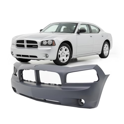 Image of FitParts Compatible with Dodge Charger 2006-2010 Front Bumper Cover | Primed, With Fog Light Holes, Sedan, Ready to Paint, OEM 4806179AE, CH1000461