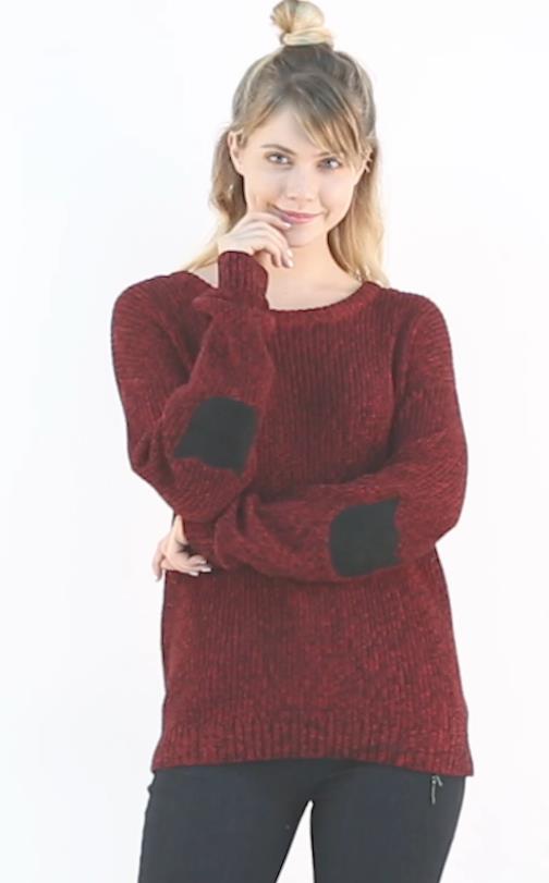 Allegra K Women's Elbow Patch Long Sleeve Cat Sweaters Drop Shoulder Pullover Jumper Medium Gray - Image 8