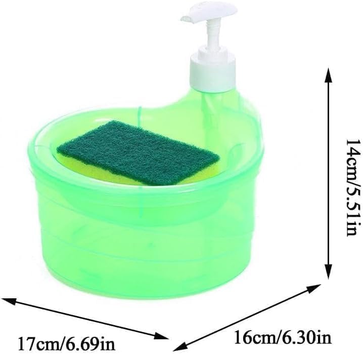 Image of Double Layer Soap Dispenser for Bathroom Accessories Dishwasher Liquid Holder Liquid Dispenser Pump with Sponge Holder Kitchen Sink Accessories Items(Multi Colour) Plastic