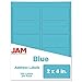 JAM Paper® Labels - Mailing Address Labels - Medium (2" x 4") - Astrobrights Lunar Blue - 10 Labels per Page/120 Labels per pack