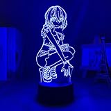 HYMJ 3D-Illusionslampe, LED-Nachtlampe, Anime-3D-Lampe, Kanojo, Okarishimasu, Mami Nanami, für Schlafzimmer, Dekoration, Nachtlicht, Manga, Miete, Freundin, 7 Farben, Touch-Steuerung