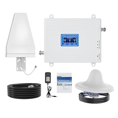 Cell Phone Signal Booster for Home Office - for Verizon, AT&T, T-Mobile&More - GSM, UMTS, LTE - 2G/3G/4G - Mobile Amplifier Repeater - Up to 1614ft² Coverage - FCC Approved - U.S. Signal Standards
