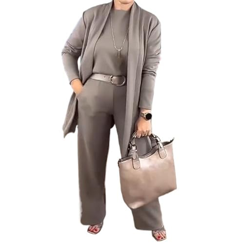 Women’s 3 Piece Outfit Set, Longline Cardigan with Matching Top