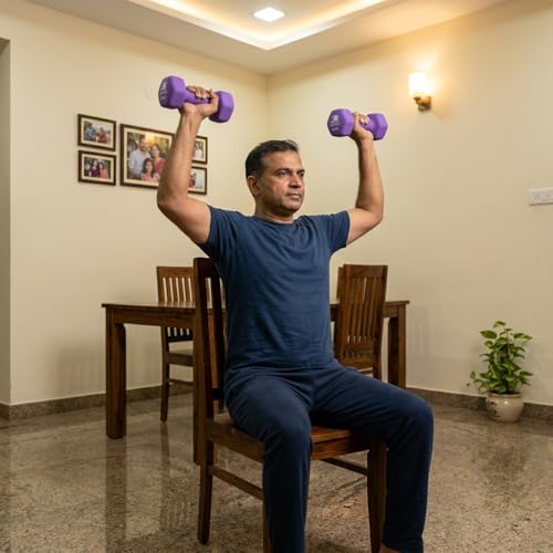 Image of KAKSS Neoprene Dumbbells Set, 4kg (2 x 2kg), Purple Hex Dumbbells with Easy-Grip Coated Finish, Cast Iron Hand Weights for Home Gym Equipment and Fitness Training for Women and Men