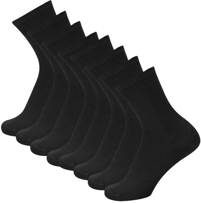 Apricitie 8 Paar Tennissocken Herren Damen Sportsocken Damen Laufsocken Weiße Socken Damen Herren 43-46 Schwarz