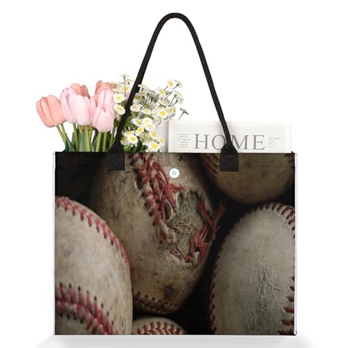 Vintage Baseballs Tote Bag for Women Large Beach Bag Reusable Grocery Bags Tote Bag for Work Shopping Travel Beach3