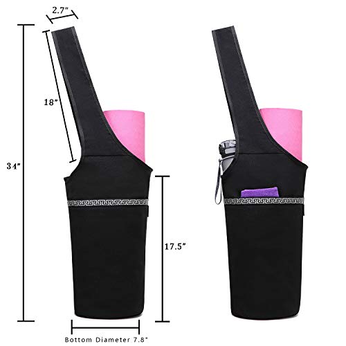 image for ELENTURE Yoga Mat Bag Tote Sling Carrier with Yoga Mat Strap and Large
