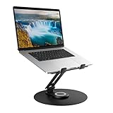 ノートパソコンスタンド 360回転式 タブレットスタンド 滑り止め 姿勢改善 ノートスタンド 角度調整可能 腰痛/猫背解消 折りたたみ式 アルミ合金製 pcスタンド 人間工学設計 放熱対策 無段階高さ調節 タブレットなどテレワーク 教卓スタンド プレゼン 在宅ワーク 放熱性 省スペース ネットワーク会議 Macbook/Macbook Air/ノートPCなど17インチまでに対応 丸型 ブラック