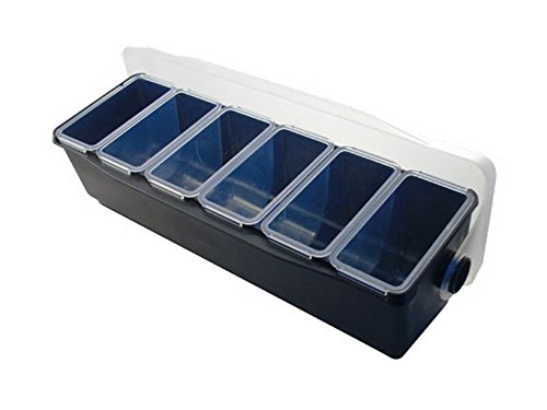 Made in italy The Bars Bars Portacondimenti 6 Vaschette Refrigerabile, Polipropilene, Nero, 48x16x18 cm