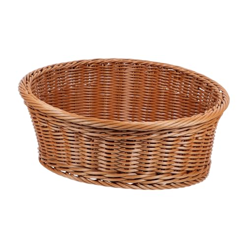 Cabilock Rattan Slant Basket Storage Baskets Bread Organizing Basket Plastic Fruits Container Snack Holder Wear-resistant Bread Basket Party Serving Basket Desktop Woven Basket Pp re-usable