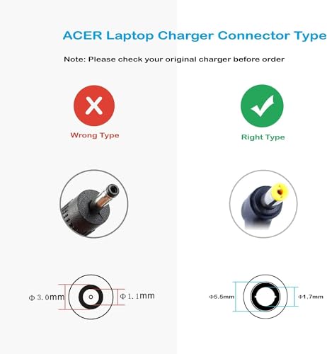 Chargeur ordinateur portable Acer Aspire 19V 2.37A 45W ES1 E5 E15 E17 - 5