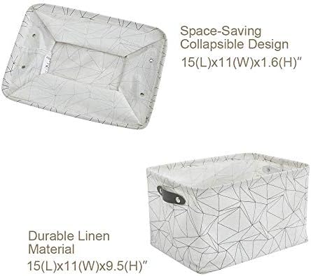 DECOMOMO Set of 6 Water Resistant Foldable Storage Bin | Canvas Fabric Container with Handles | Great for Nurseries, Closets, Bathroom, Toys, Blankets | Home Décor, Practical & Gift (Patterned, Large) 2 416NFW47L0L. AC
