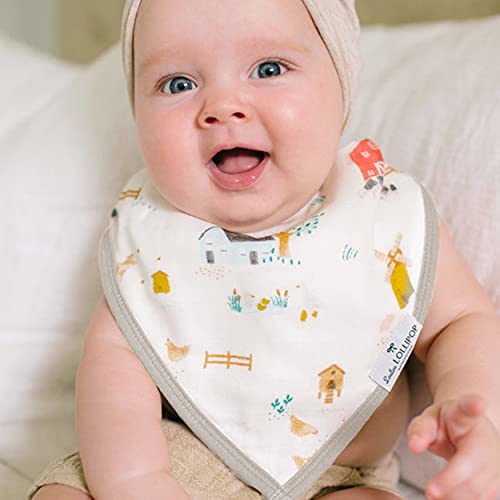 Loulou Lollipop Soft Breathable And Absorbent Muslin Bandana Bib Drool Bib Set For Baby Girl And Boy, Adjustable 3 To 36 Months, 2 Pack - Animal Farm #TOP3