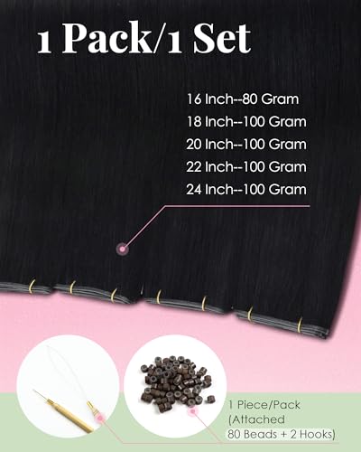 Image of YoungSee 100g 28 Inch Butterfly Weft Hair Extensions Human Hair, Jet Black Butterfly Weft Extensions for Women, Black OVO Wefts Hair Extensions, Long Straight Hair Add Hair Length