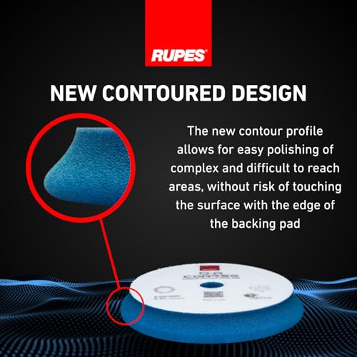 Image of RUPES 9.DA180H Pack of 48 Blue D-A Coarse Cutting Foam Pads 180mm | Ideal for Paint Correction & Gloss Enhancement | Mild to Severe Defect Removal | Compatible with 6 inch Backing Plate