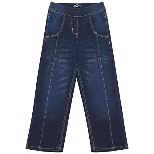 Pantalones de cintura elástica cómodos estilo vaqueros anchos para niñas 5