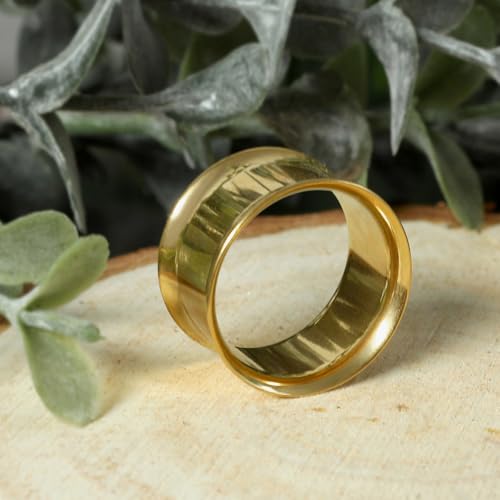 Treuheld® | 6mm Ohr Flesh Tunnel | Chirurgenstahl 316L in Gold | Dünn | Double Flared Ohrtunnel | Dünner Rand | hautfreundlich & antiallergen