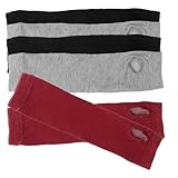 Garneck 3 paires Mitaines Longues Fines sans Doigts Coton Tricoté Manchons Bras Chauds et...