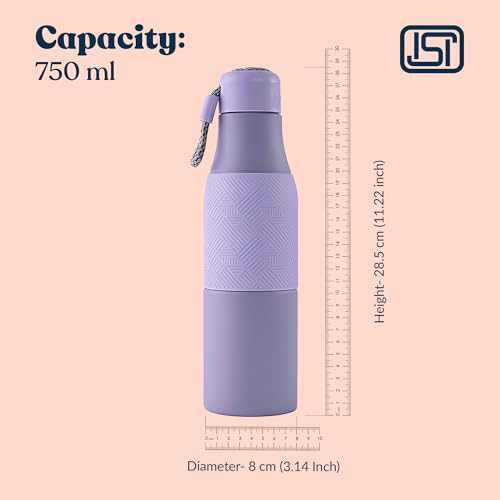 Image of Headway by Rabitat Burell Personalized Thermos Water Bottle | 1+1 Year Brand Warranty | Insulated Water Bottle | Hot Water Bottle | Triple Layer Vacuum, Hot & Cold up to 18 hrs | 750ml | Lavender Luxe
