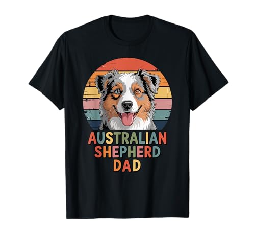 Retro Sunset Australian Shepherd Dad Aussie Dog T-Shirt