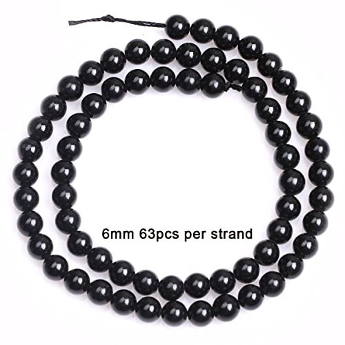 Sweet & Happy Girl's Store 6mm Round Black Tourmaline Gemstone Beads Strand 15 Inch,Jewellery Making Beads - Image 3