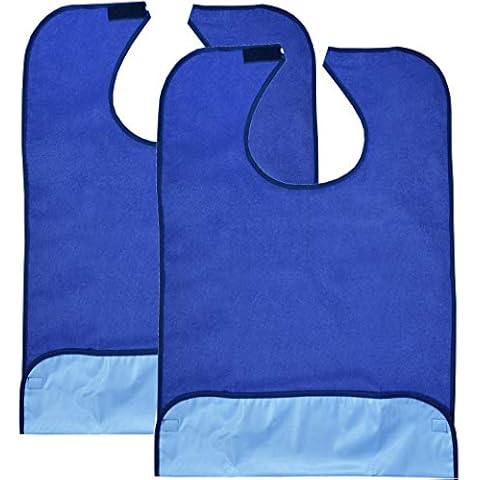 2 Pack Adult Bibs - Reusable and Washable Cotton Terry Cloth Aprons for Elderly, Seniors and Disabled Cover