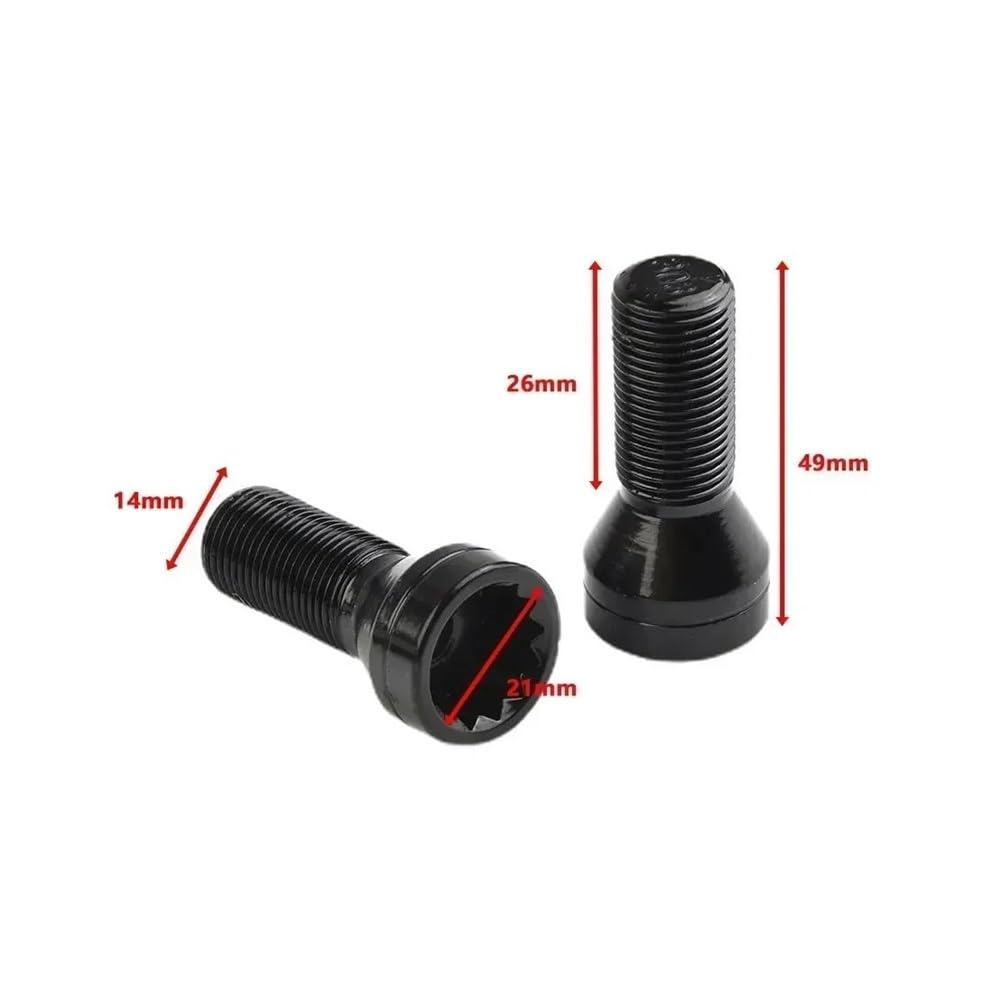 Bulloni ruota auto Set Di 4 Bulloni Antifurto Per Ruote M14×1.25 Neri Con Chiave 36136776076# Per BMW Per X3 Per X5 E70 E71 F20 F25