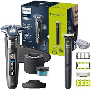 Golarka Philips z serii 7000 golarka elektryczna do golenia na mokro i sucho z technologią SkinIQ, z wysuwanym trymerem, Quick Cleaning Pod i wkładem, Philips OneBlade (modele S7887/78)