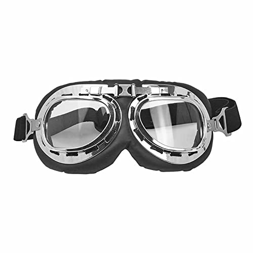 Motorcycle Goggles Vintage Pilot Style Cruiser Scooter Goggle Outdoor Sand Goggles Bike Racer Cruiser Touring Eyewear For Half Helmet (Transparent) #TOP14
