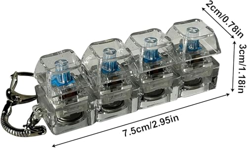 Image of Keyboard Fidget Toys for Adults, Transparent Keyboard Clicker with LED Light, Keychain Fidget Sensory Fun Toys for Anxiety Decompression for Office, Collage (1)