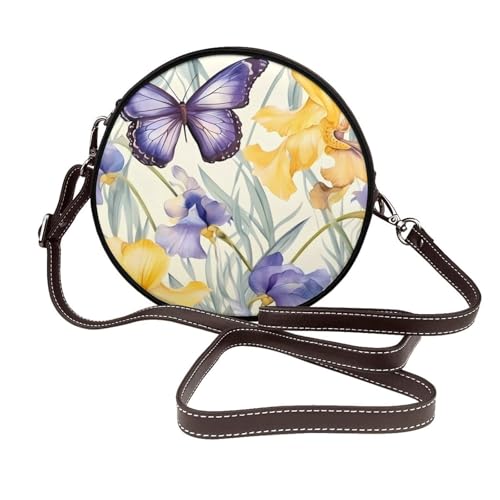 Sac à bandoulière rond en cuir végétalien à motif floral : Le cadeau idéal