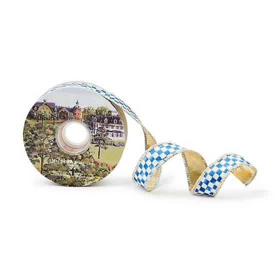 MACKENZIE-CHILDS Ribbon, Gift Wrapping and Decorative Craft Ribbon, 1 Inch Wide, 10 Yards, Blue-and-White Royal Check